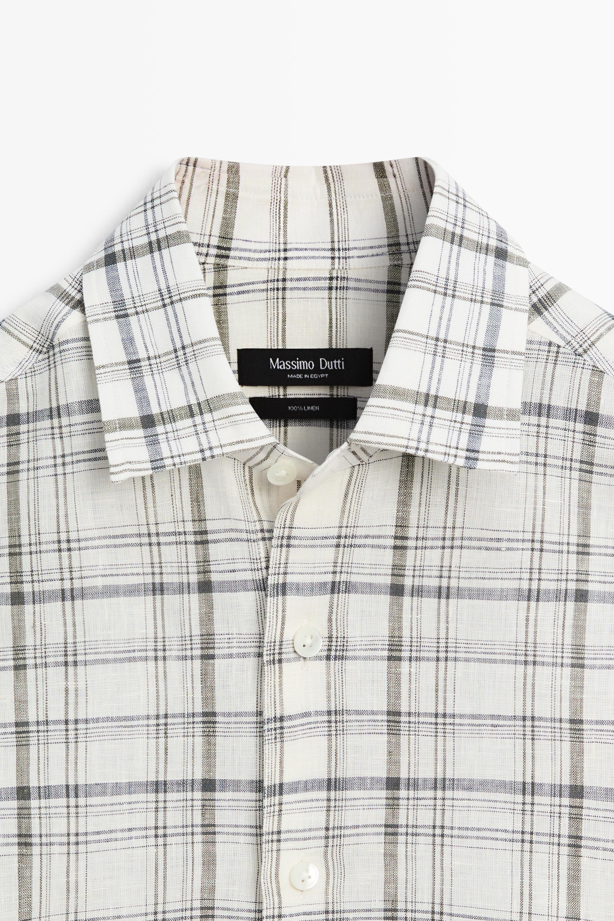 Chemise à carreaux 100 % lin